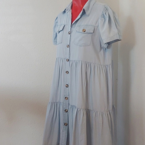 Aaron & Amber Chambray Like High Waist Tiered Dress in Medium - Picture 1 of 15
